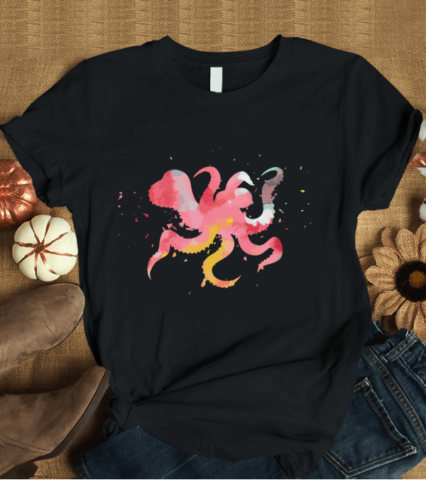 T-Shirt: Octopus Colorful Minimalist Fashion Vibrant Abstract T-Shirt Octopus Colorful Minimalist Fashion Vibrant Abstract T-Shirt