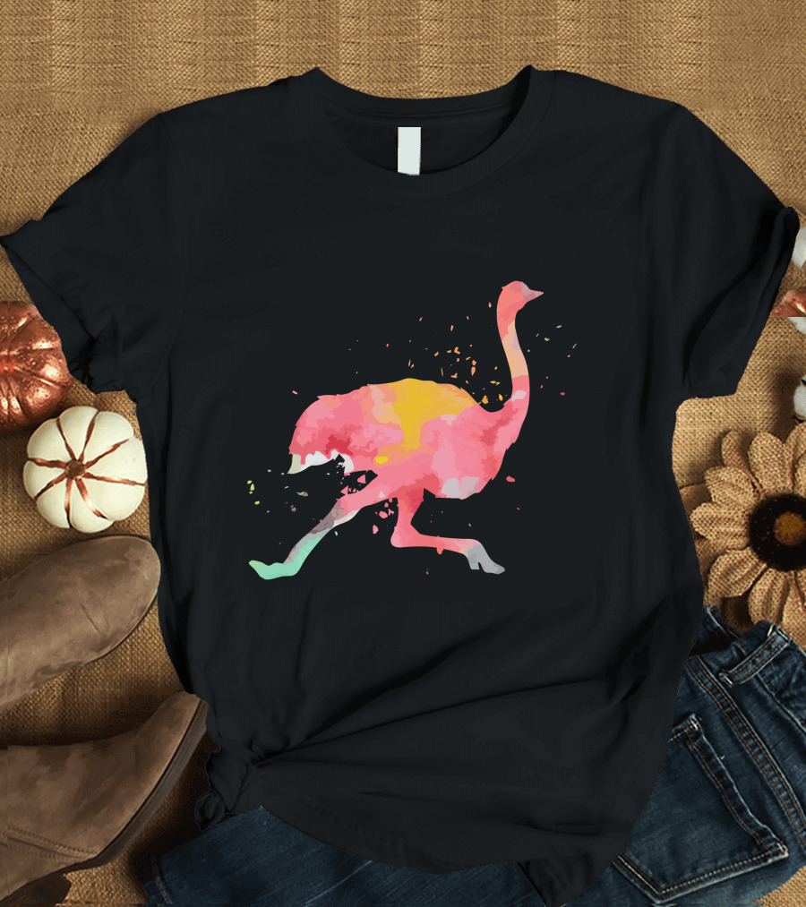 Ostrich Emu Farm Vibrant Minimalist Fashion T-Shirt