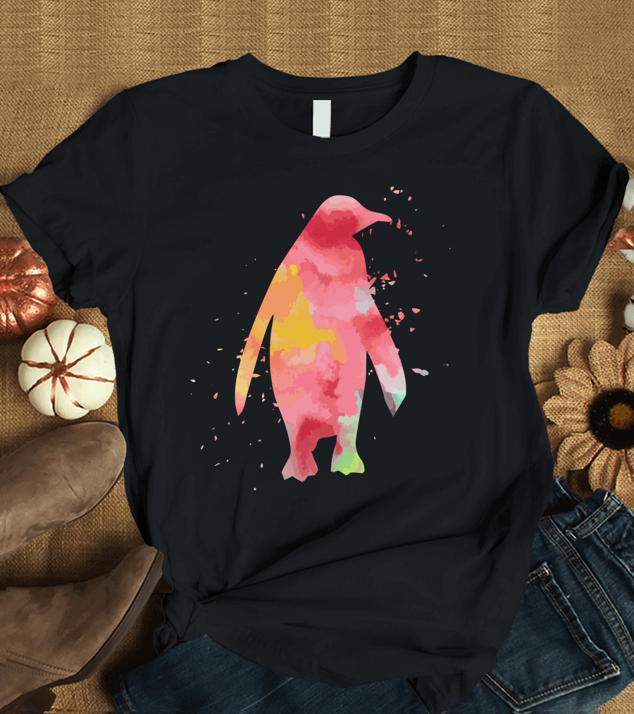Minimalist Colorful Penguin Fashion T-Shirt