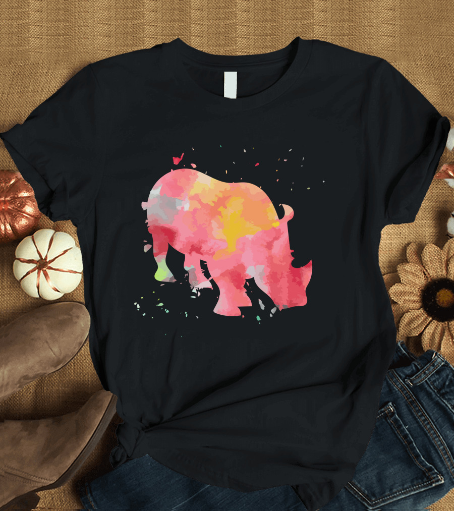 Rhino Colorful Minimalist Fashion T-Shirt