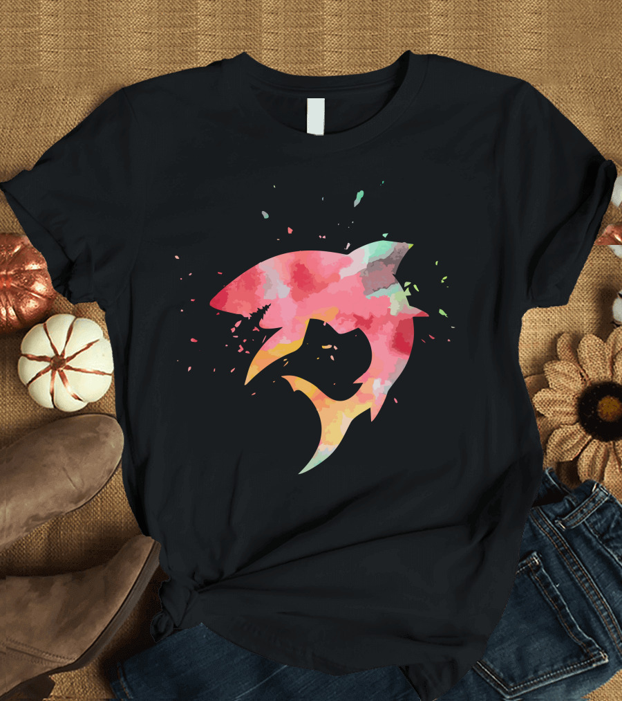 Shark Colorful Minimalist Fashion Splash T-Shirt