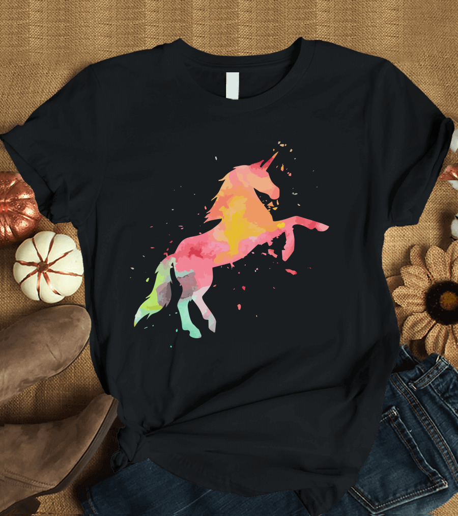 Unicorn Colorful Minimalist Fashion Vibrant Watercolor T-Shirt