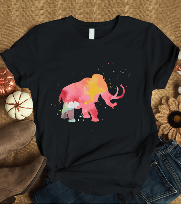 T-Shirt: Woolly Mammoth Extinct Vibrant Watercolor Minimalist Fashion T-Shirt Woolly Mammoth Extinct Vibrant Watercolor Minimalist Fashion T-Shirt