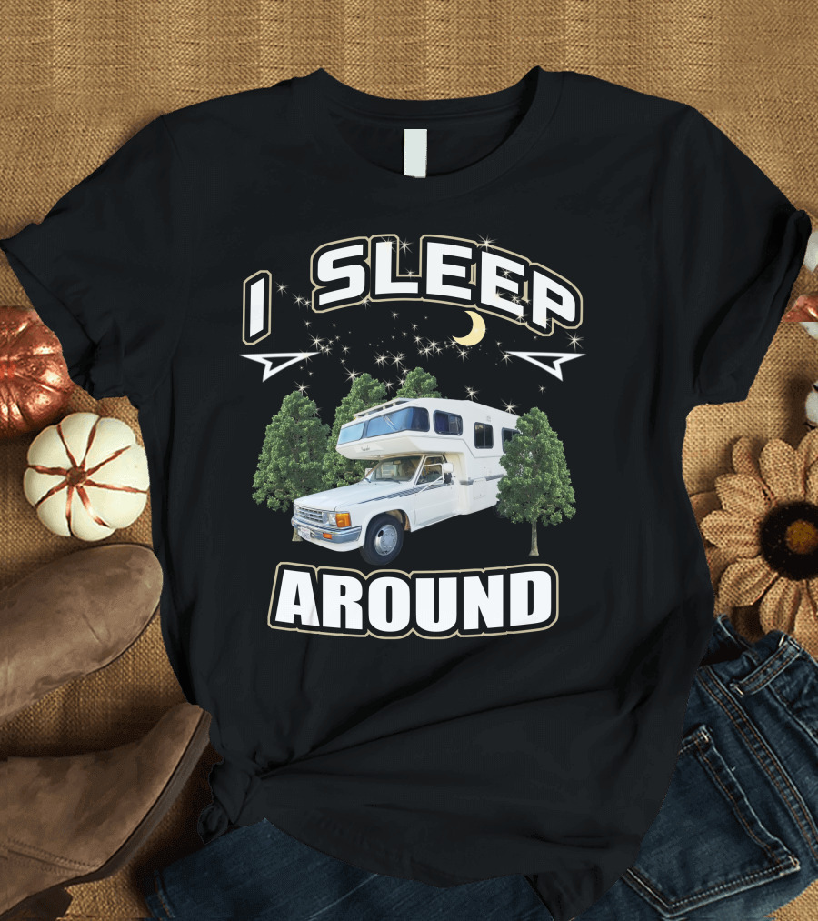 1987 Toyota Sunrader I Sleep Around Camper Moon Trees T-Shirt