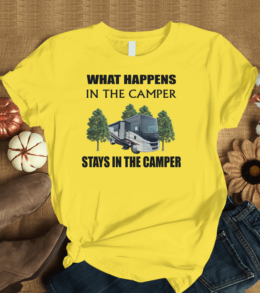 What Happens in the Camper Stays in the Camper Tiffin Allegro Open Road 34PA T-Shirt