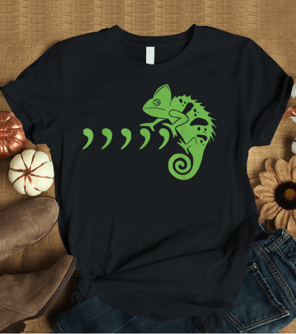T-Shirt: Coma Coma Coma Chameleon Funny Song Lyric Green Chameleon and Commas T-Shirt Coma Coma Coma Chameleon Funny Song Lyric Green Chameleon and Commas T-Shirt
