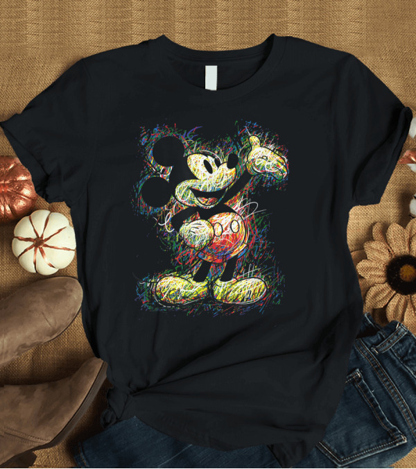 T-Shirt: Disney Mickey Mouse Colorful Sketch Drawing T-Shirt Disney Mickey Mouse Colorful Sketch Drawing T-Shirt