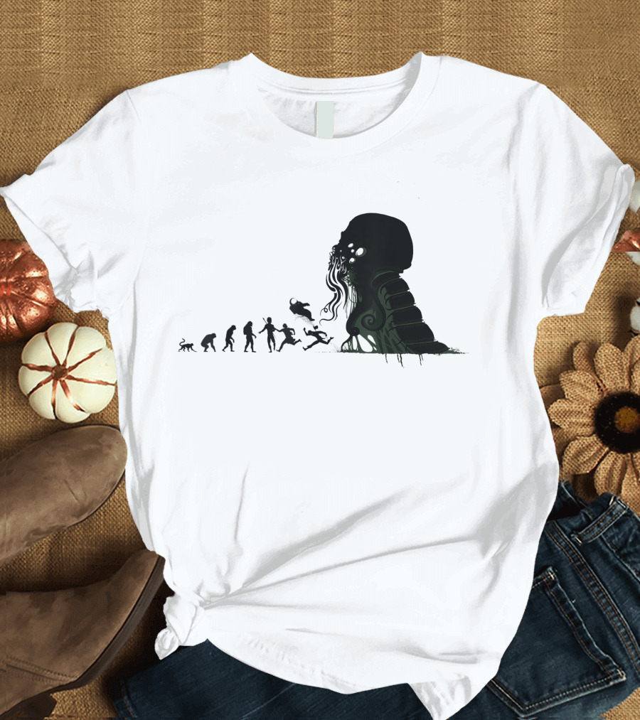 Cthulhu Evolution Necronomicon Science Fiction Horror Transformation T-Shirt