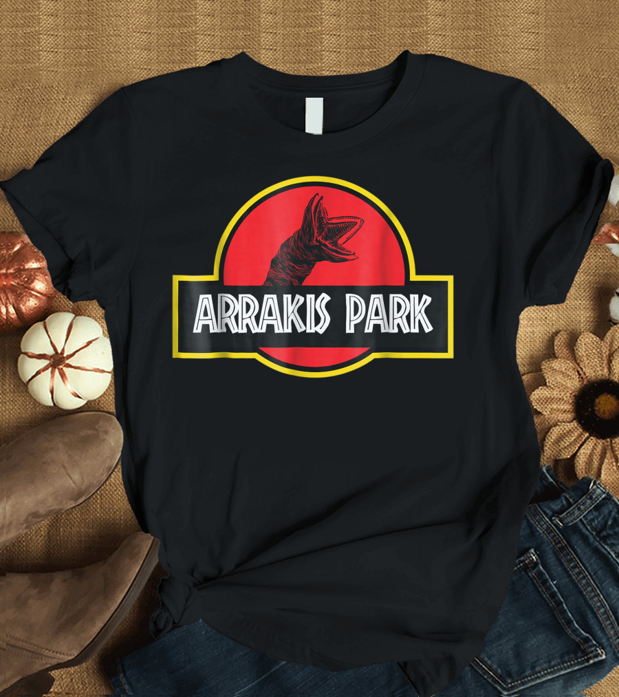 Arrakis Park Dune Science Fiction Jurassic Dinosaur Mashup T-Shirt