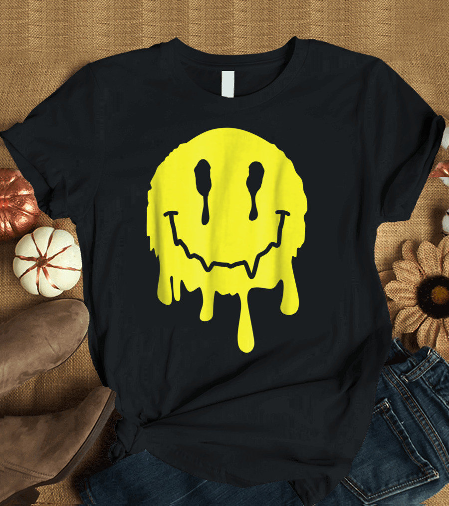 Funny Melting Smiley Face Acid Lsd Mdma T-Shirt