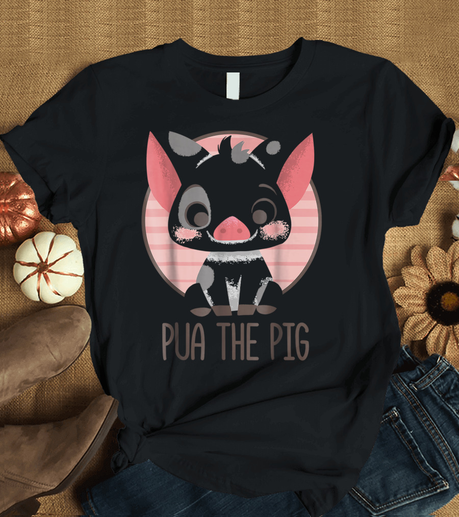 Disney Moana Pua the Pig Pink Stripes Cute Character T-Shirt