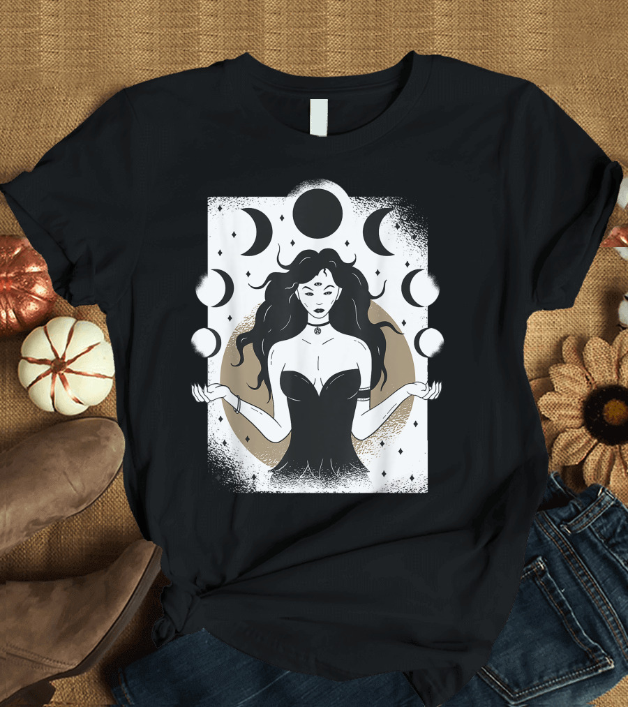 Lunar Goddess Magick Wiccan Pagan Moon Symbols T-Shirt