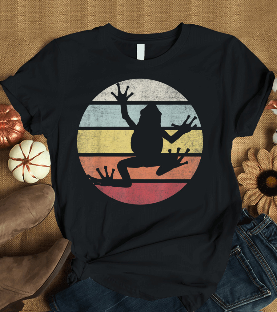Funny Retro Silhouette Tree Frog Kids Love T-Shirt