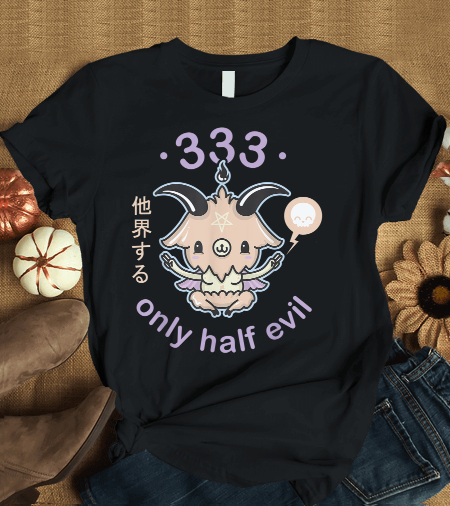 333 Pastel Goth Kawaii Baphomet Only Half Evil T-Shirt