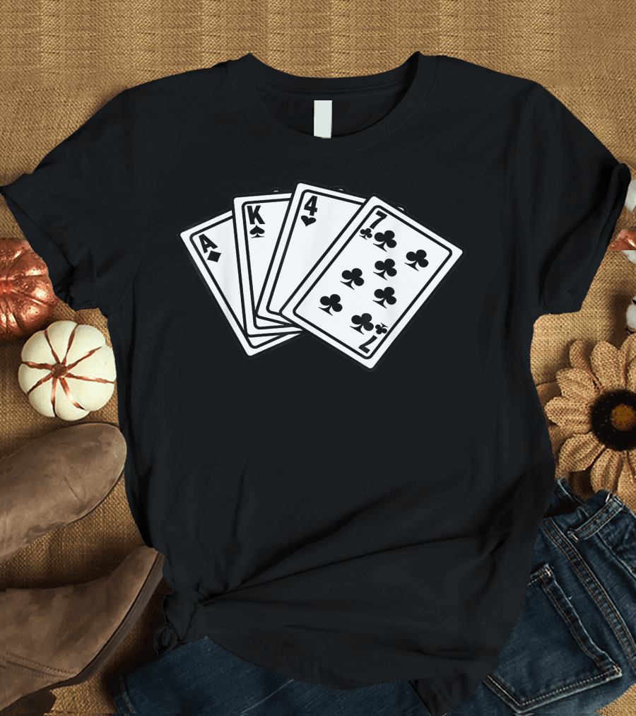 Poker AK 47 Card Hand Funny Poker Combination T-Shirt