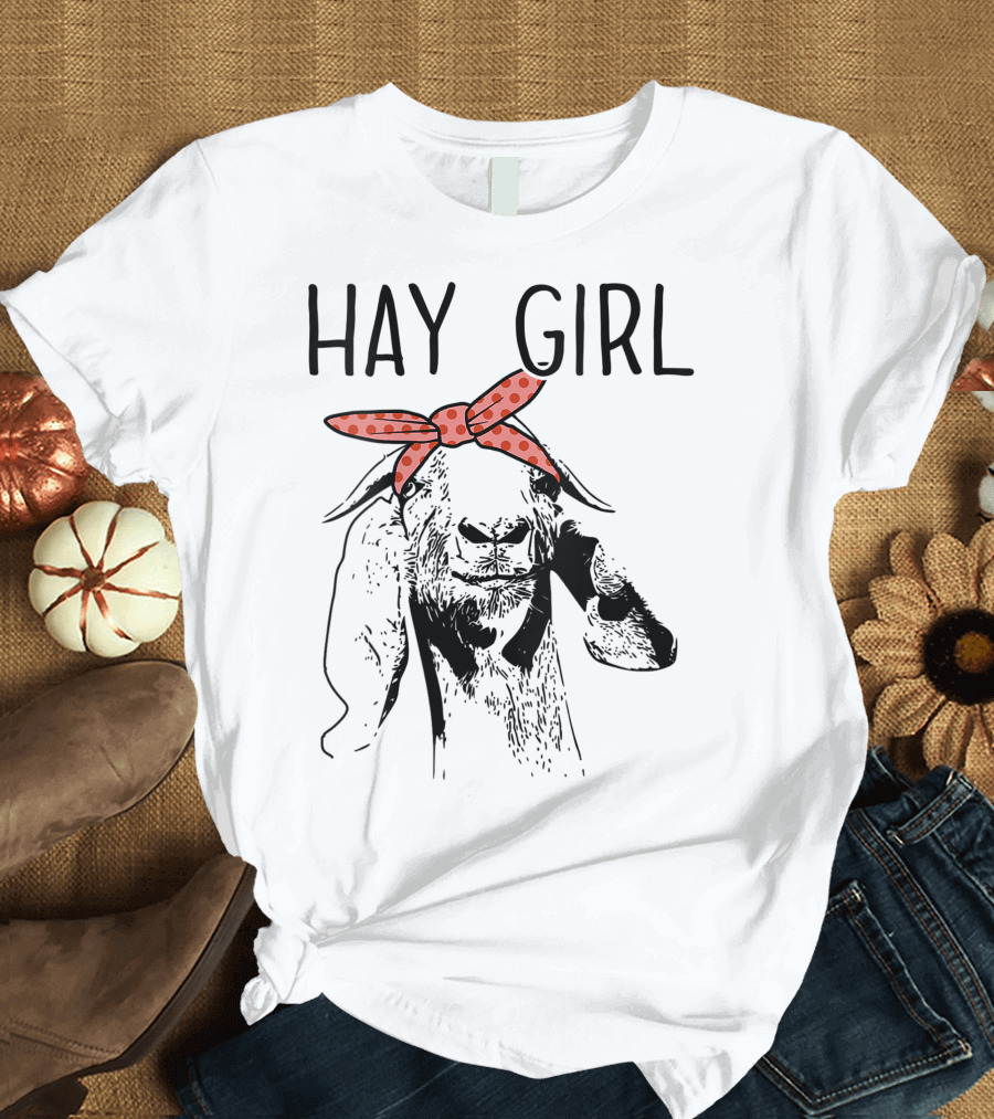 Hay Girl Goat with Bandanna T-Shirt