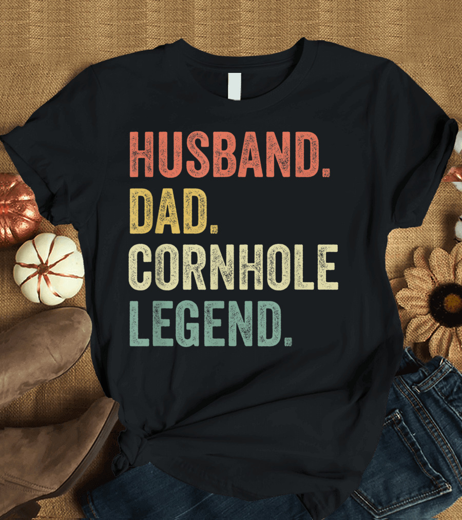 Husband Dad Cornhole Legend Vintage Funny T-Shirt