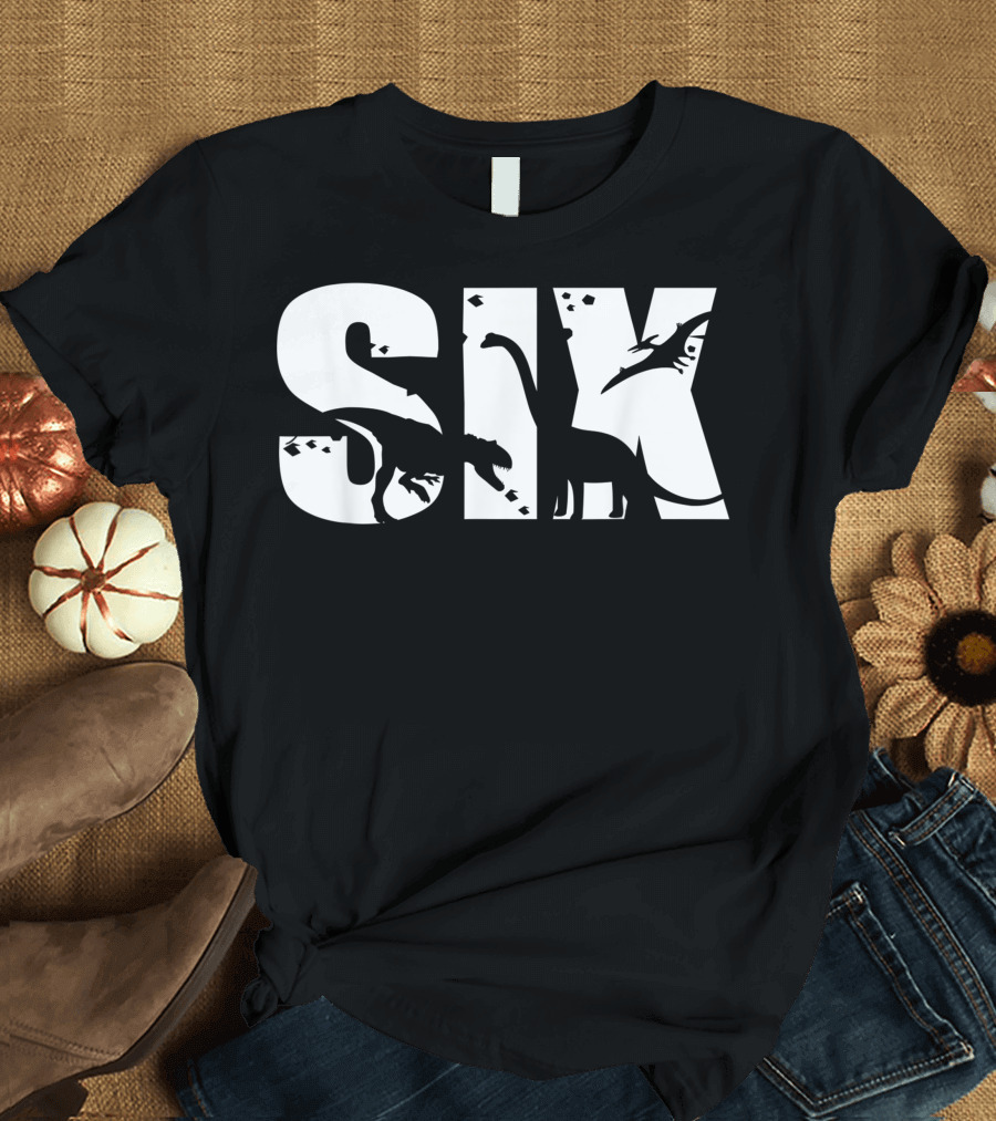 6 Years Old Birthday Boy Dinosaur Rex Six Bday T-Shirt