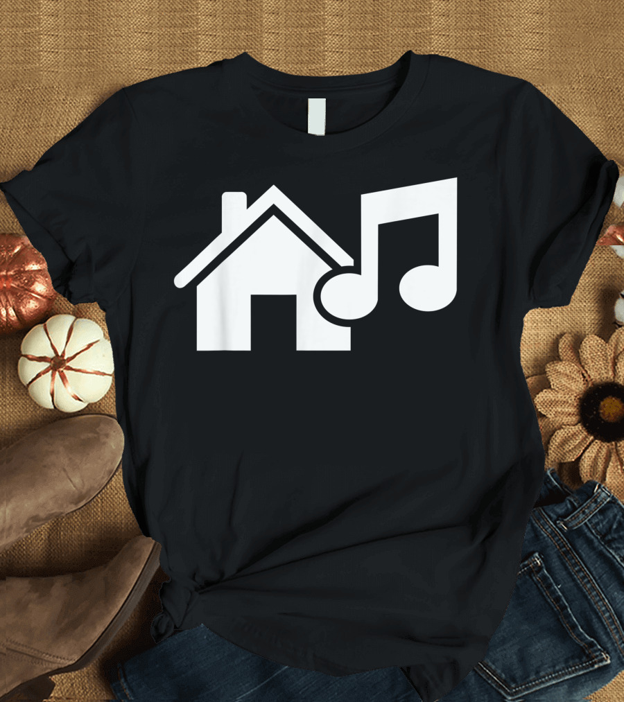 House Music Icon with House and Musical Note Symbols T-Shirt