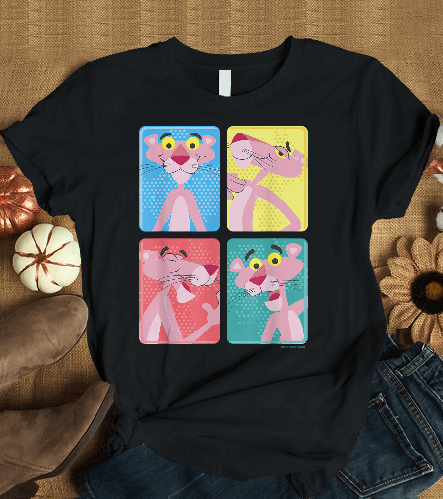 Pink Panther Colorful Comic Style Four Pose Panels Vintage 1964 T-Shirt