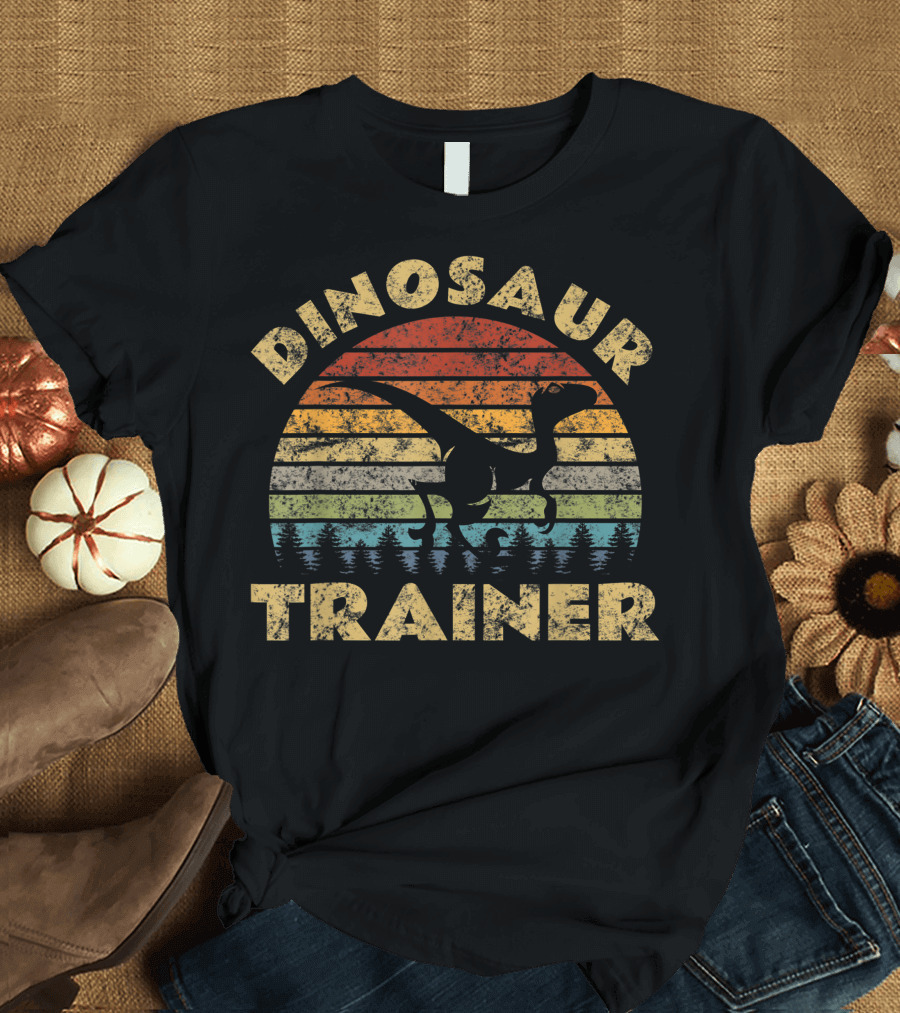 Vintage Dinosaur Trainer Retro Sunset Halloween Costume T-Shirt