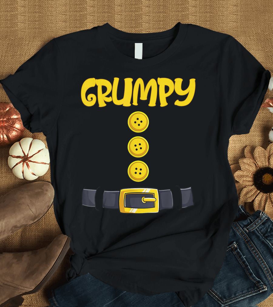 Grumpy Halloween Dwarf Costume Belt Buckle Buttons T-Shirt