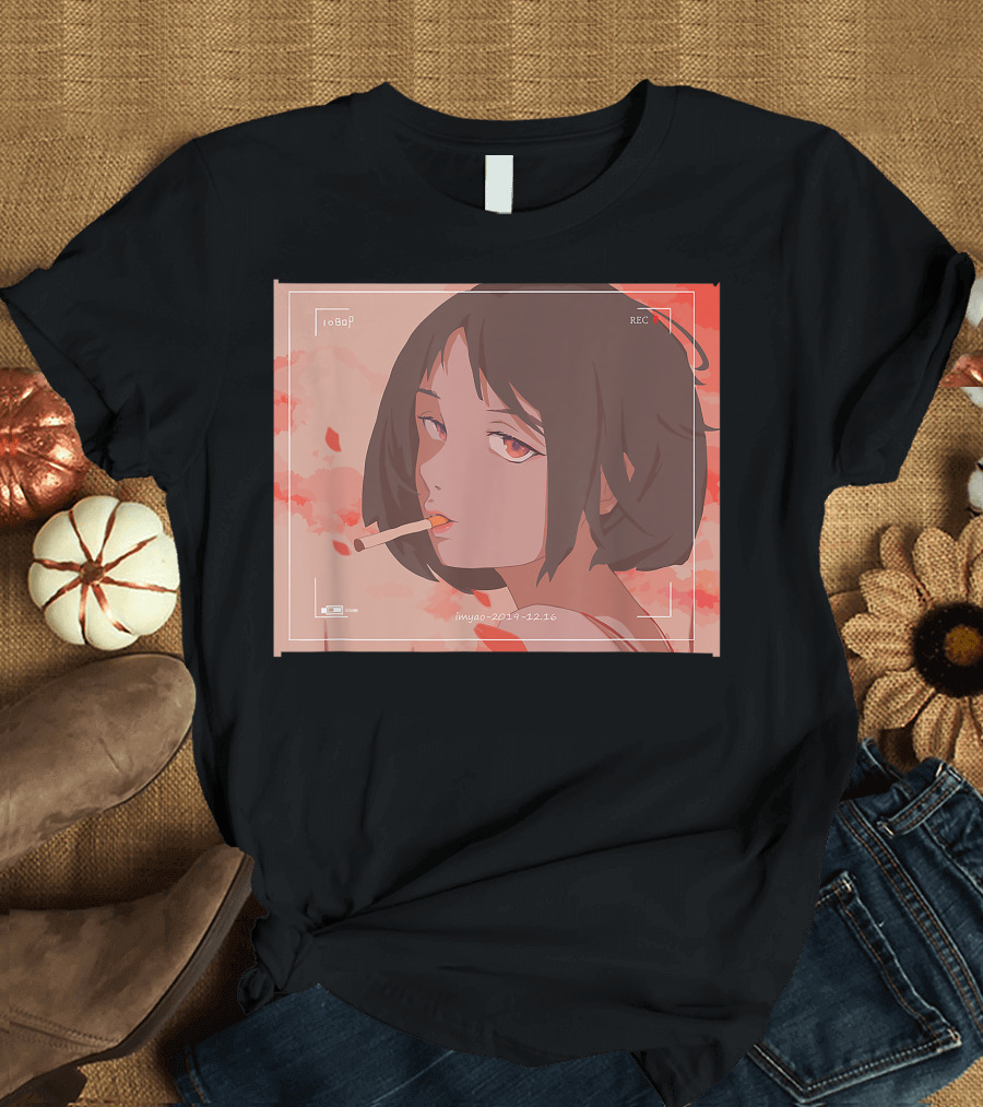 Aesthetic Anime Girl Japanese Waifu Otaku Vintage Style 1080p Recording T-Shirt