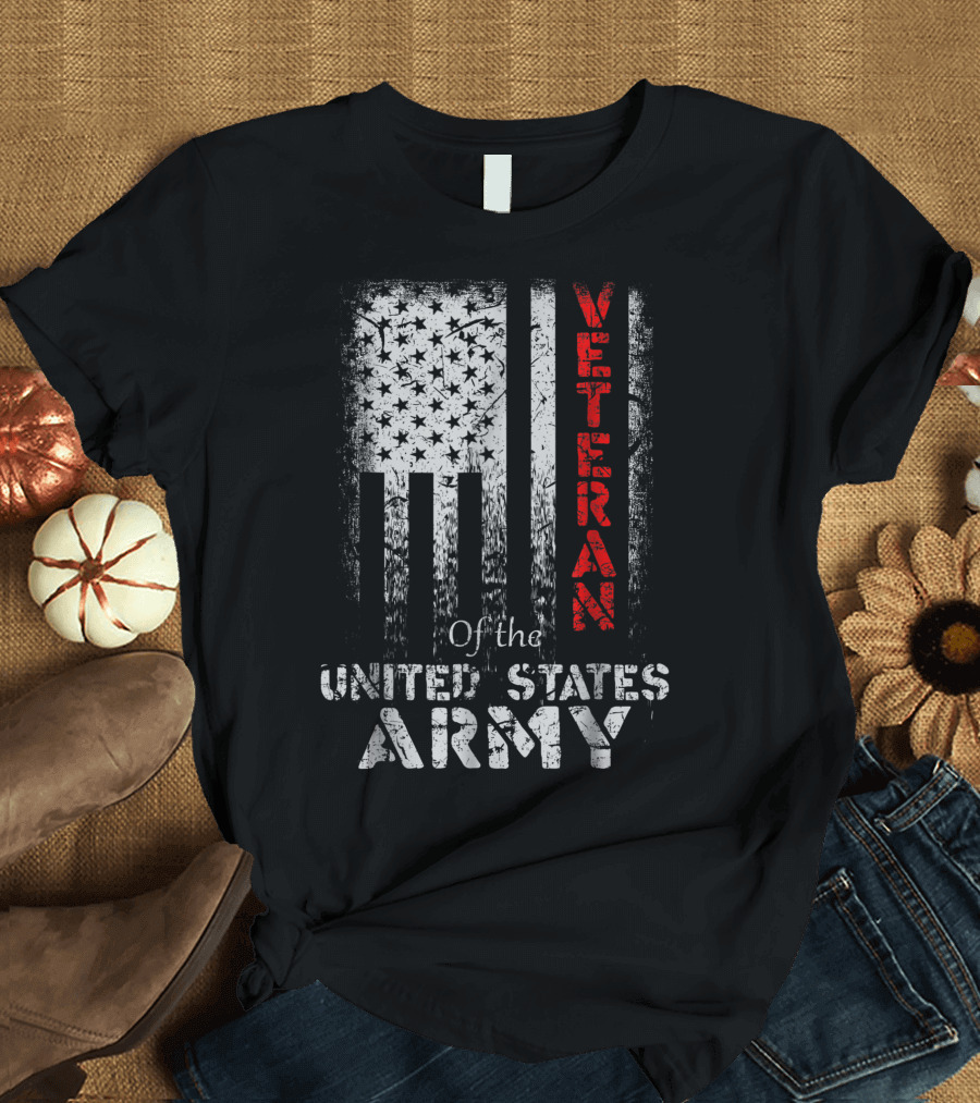 Veteran of the United States Army Vintage American Flag T-Shirt