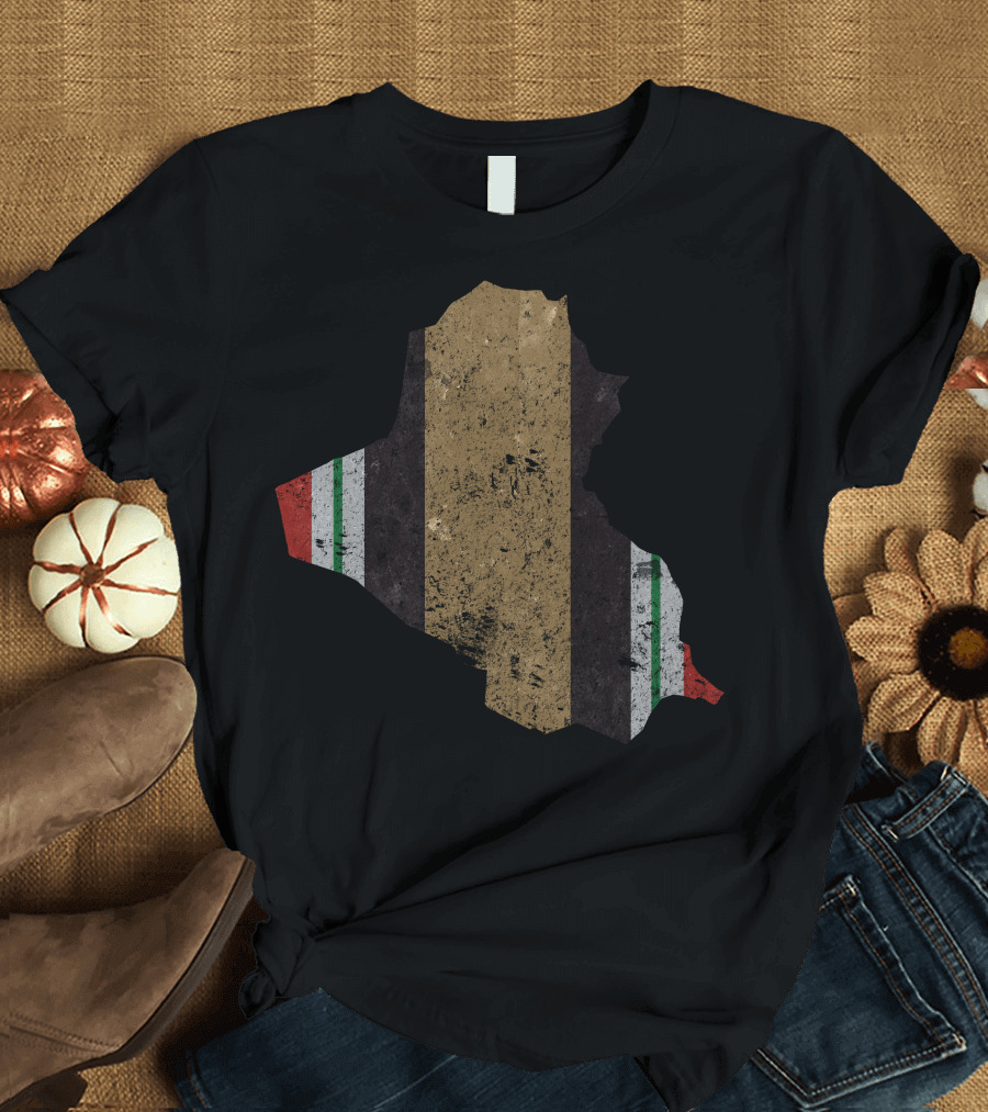 Iraq Veteran Distressed Vintage Campaign Ribbon Map Military T-Shirt