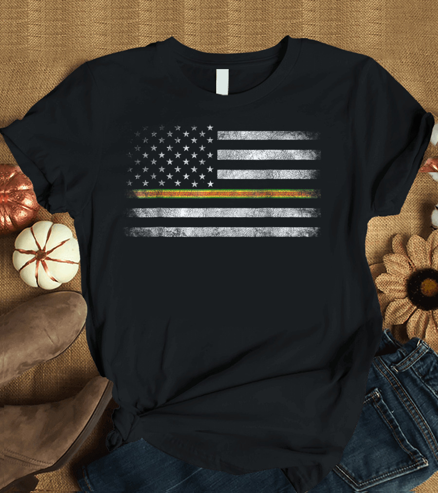 Vietnam Veteran American Flag With Service Stripe T-Shirt