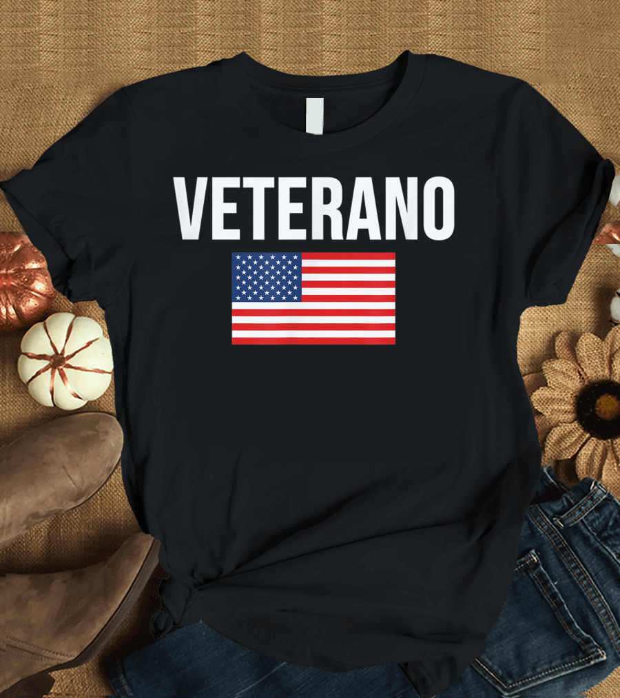 Veterano USA Flag Hispanic American Spanish Patriot Veteran T-Shirt