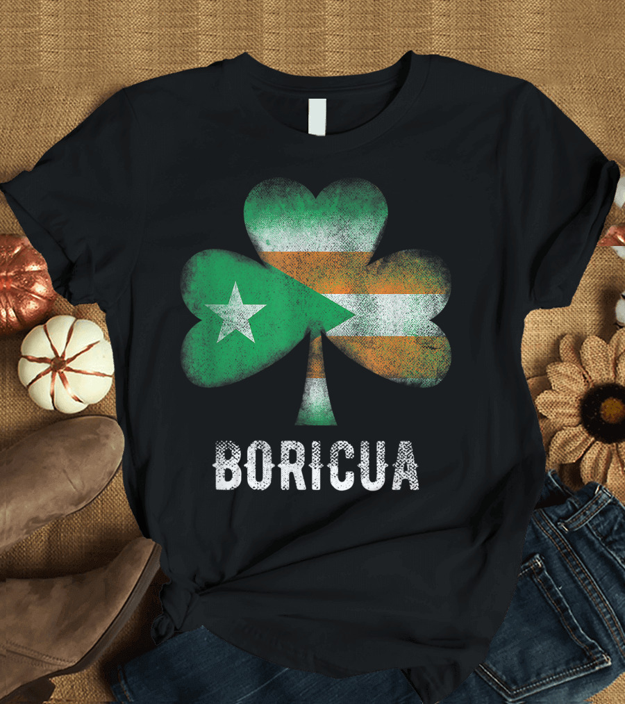 Boricua Puerto Rico Shamrock Flag T-Shirt