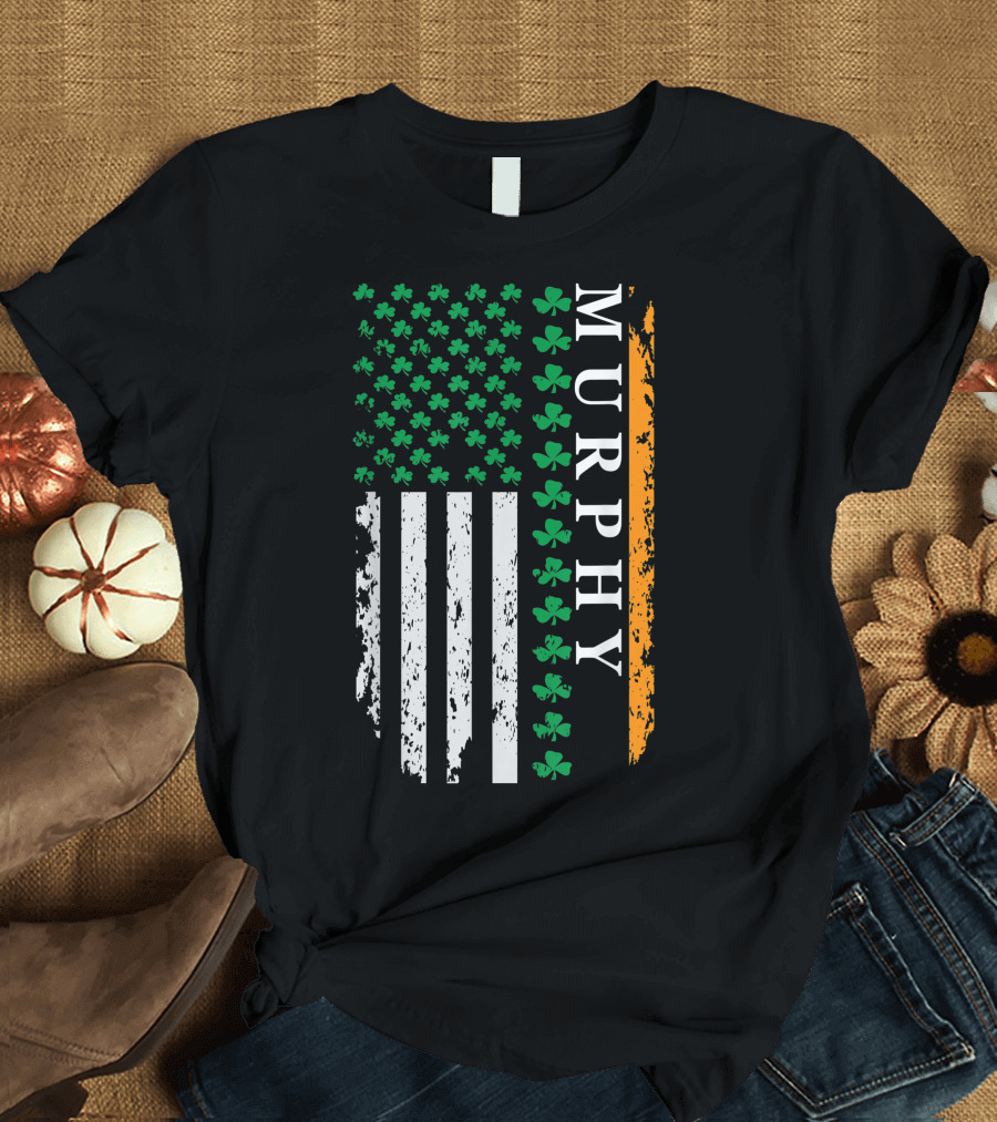 Murphy Shamrock USA Flag St. Patrick's Day T-Shirt