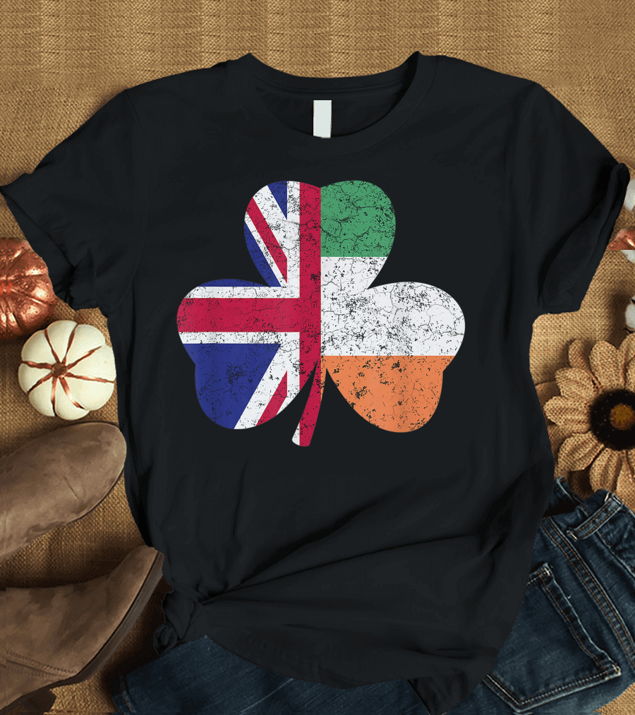 British Flag Irish Shamrock St Patricks Day Party T-Shirt