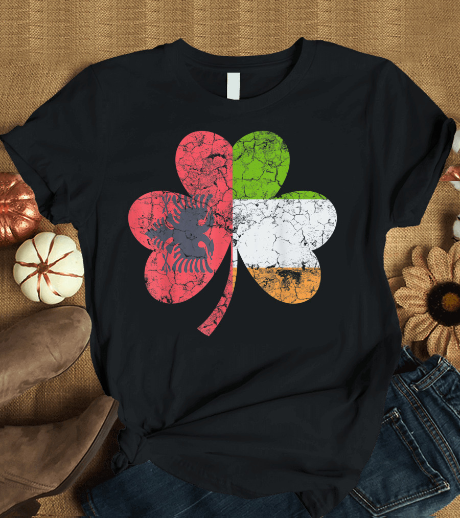 Irish Albanian Flag Shamrock Ireland T-Shirt