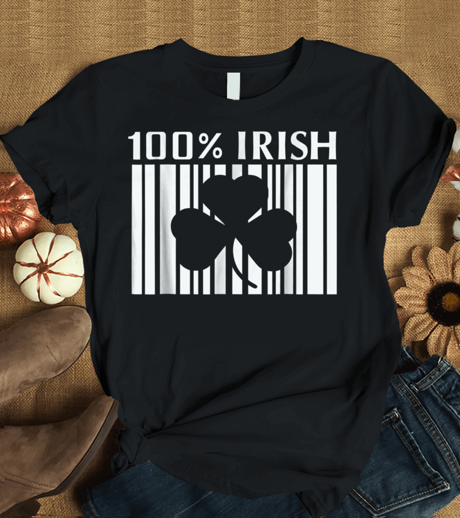 100% Irish Shamrock Barcode T-Shirt