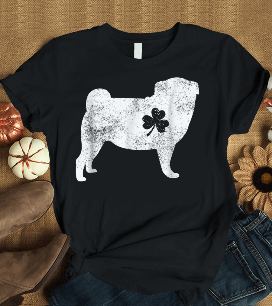 Pug with Irish Clover T-Shirt