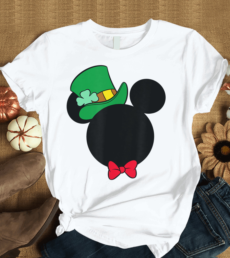 Disney Mickey Mouse St. Patrick's Day Irish Icon with Green Hat and Bow Tie T-Shirt