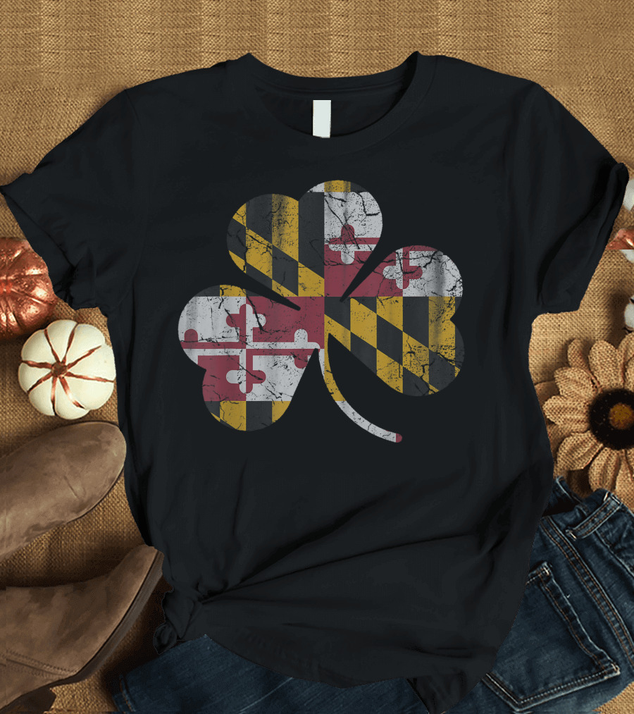 Maryland Flag Shamrock Irish Iconic T-Shirt
