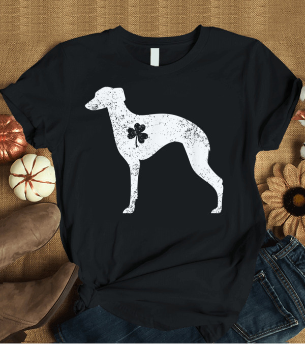 T-Shirt: Whippet Shamrock Pet Dog Lover Silhouette with Clover T-Shirt Whippet Shamrock Pet Dog Lover Silhouette with Clover T-Shirt