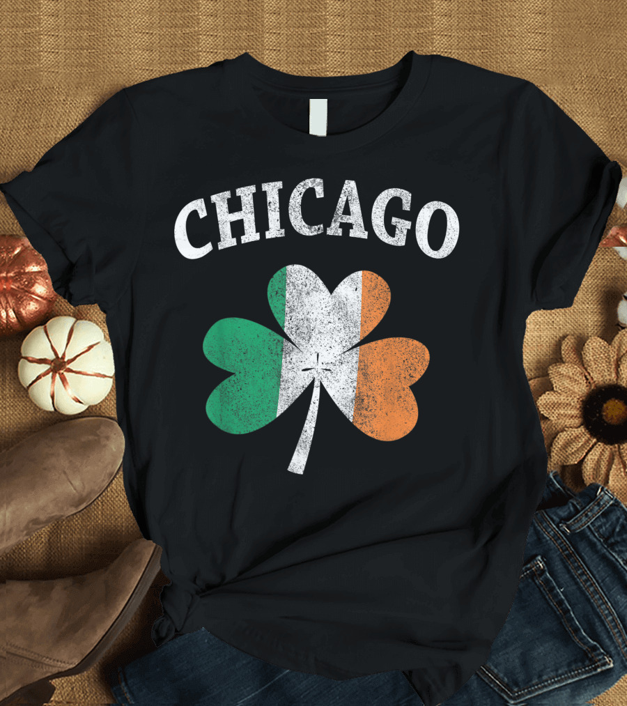 Chicago Irish Shamrock Flag T-Shirt