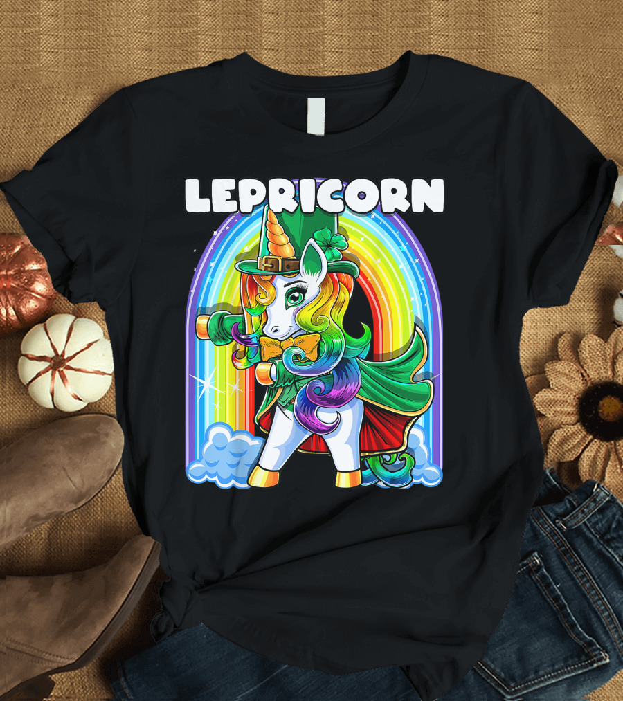 St. Patrick's Day Lepricorn Flossing Unicorn Rainbow Costume Girls T-Shirt