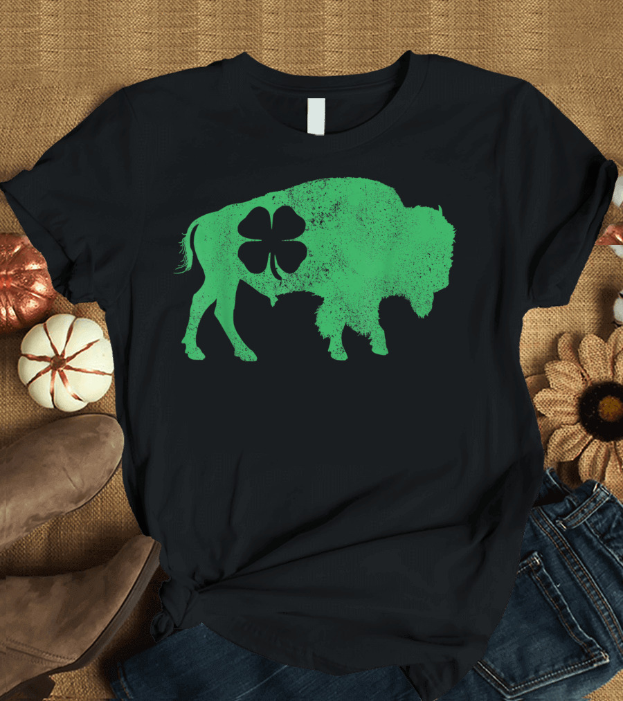 St. Patrick's Day Green Shamrock Buffalo Bison Irish Saint T-Shirt