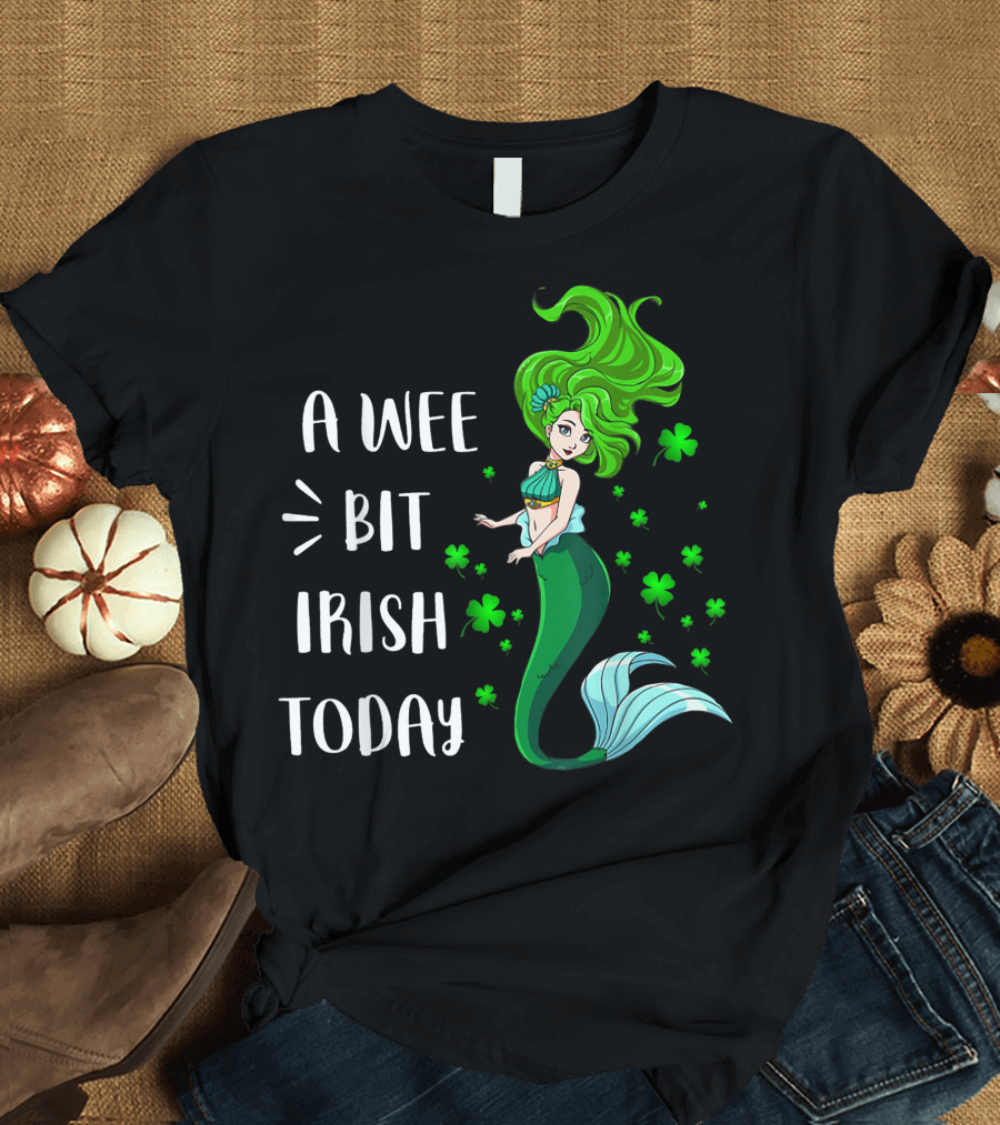 A Wee Bit Irish Today Green Mermaid with Shamrocks T-Shirt