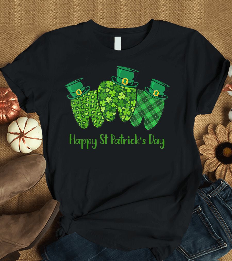 Happy St Patrick's Day Tooth Irish Dental Assistant Shamrock Hat T-Shirt
