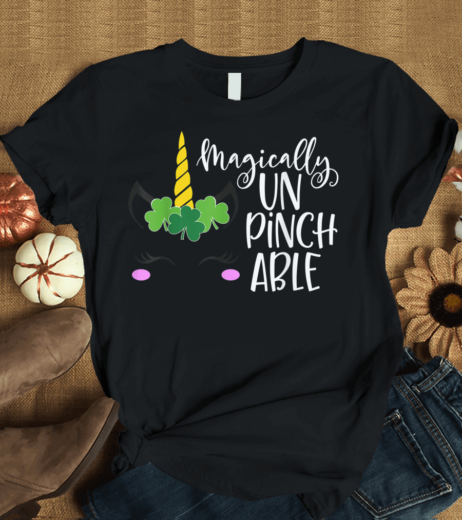 Magically Unpinchable St Patricks Day Unicorn Girls T-Shirt