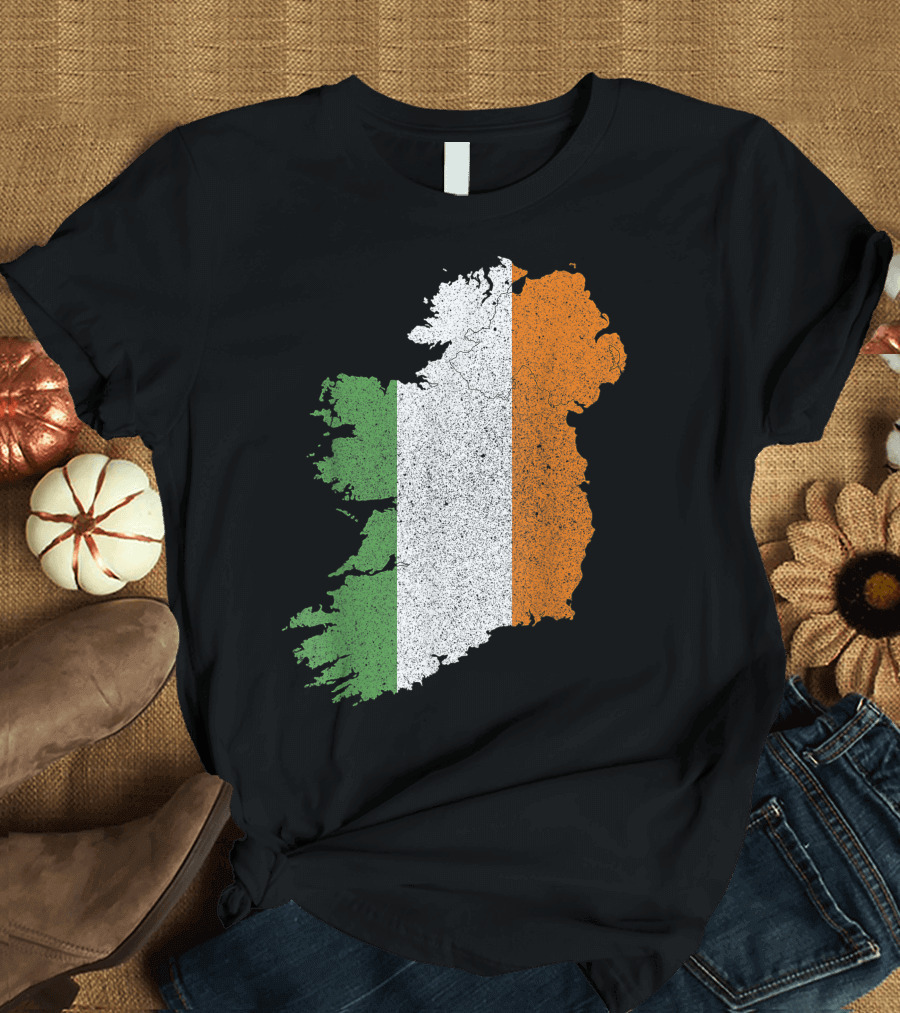 Irish Flag Map Silhouette of Ireland T-Shirt