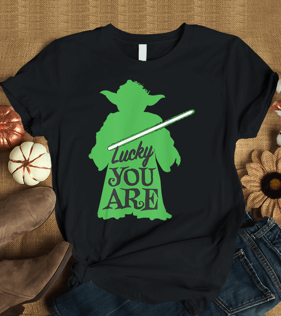 Star Wars Yoda Lucky You Are Green Lightsaber T-Shirt