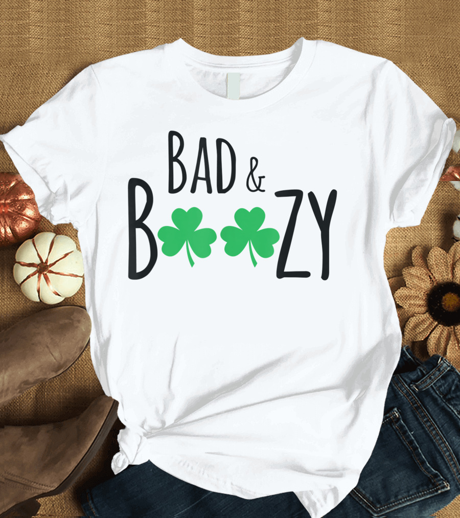 Bad Boozy St. Patrick's Day Two Shamrocks T-Shirt