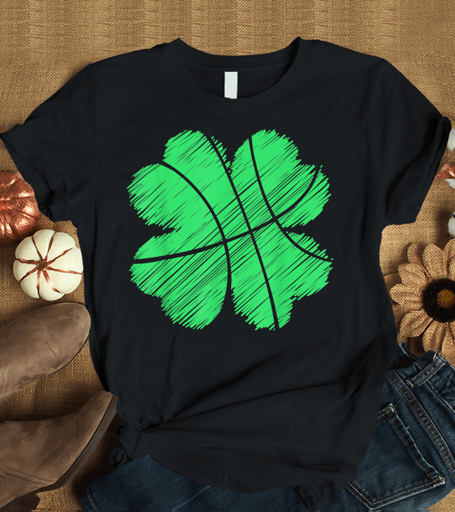 St Patricks Day Basketball Boys Irish Shamrock Lucky Green Clover T-Shirt